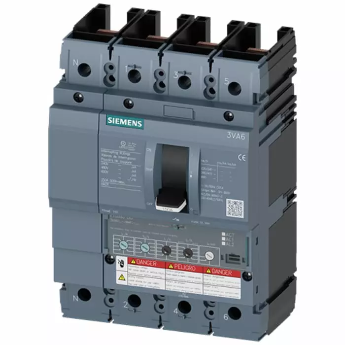 Siemens Sentron MCCB Molded Case Circuit Breaker 4P 40A, Breaking Capacity 2.5 kA, 3VA6140-7HM41-0AA0