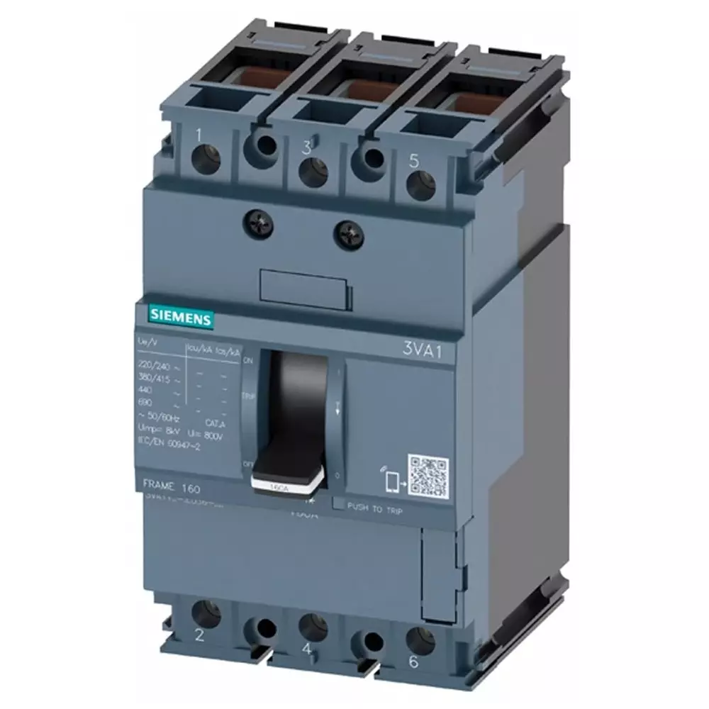 Siemens SENTRON MCCB 3P 50A, Breaking Capacity 36 kA, Fixed Mount, 3VA1150-4ED36-0AA0