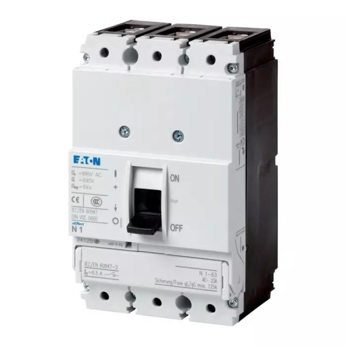 EATON Moeller Series NZM MCCB Molded Case Circuit Breaker 3P 125A, Breaking Capacity 7.5 kA, Fixed Mount, 102682 NS1-100-NA