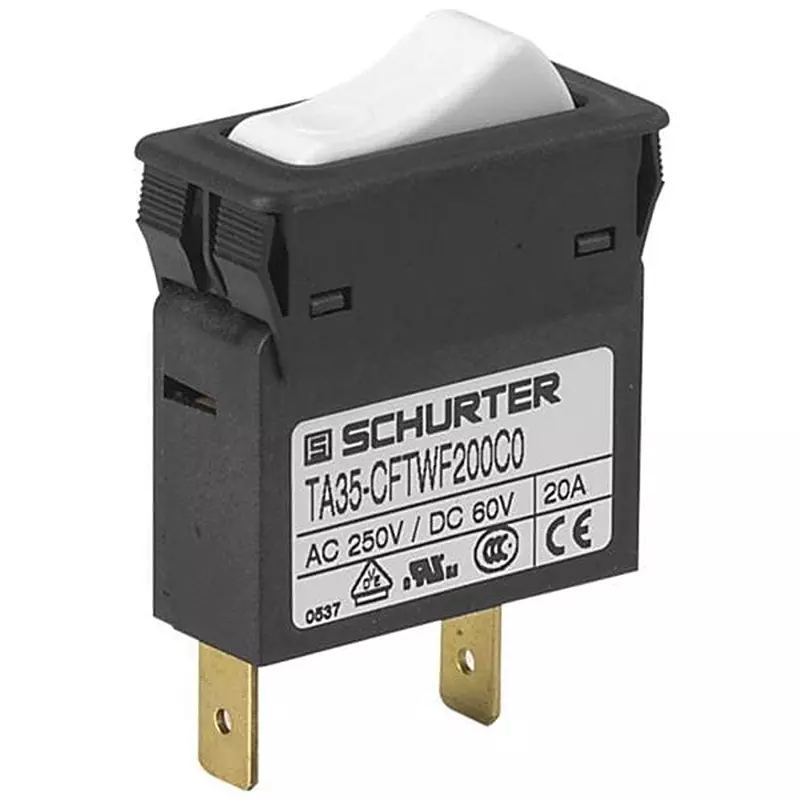 SCHURTER Circuit Breaker 3 Amp 1 Pole Rocker Actuator 240 V AC, 4435.0019