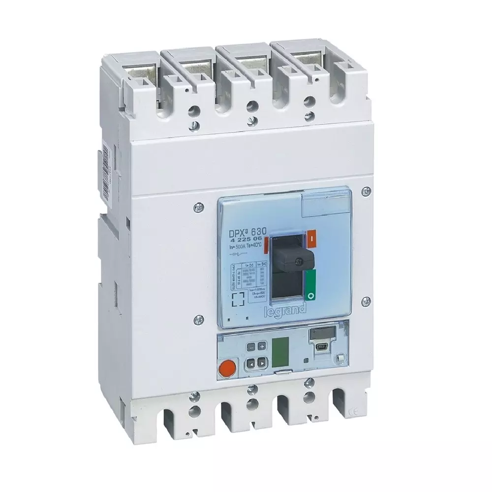 Legrand DPX³ 630 MCCB with New Electronics S1 Protection Unit 4 Poles 500 A Current and 36 kA Breaking Capacity, 422506