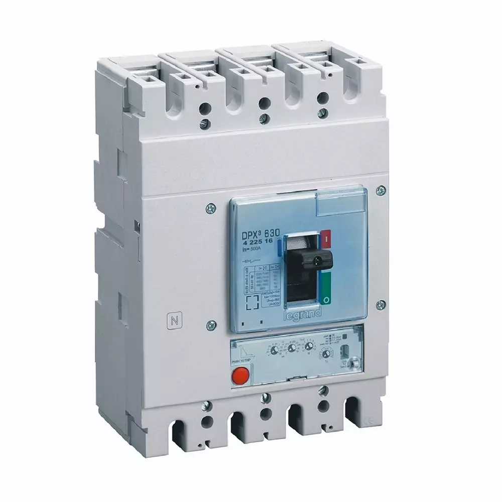 Legrand DPX³ 630 MCCB with New Electronics S1 Protection Unit 4 Poles 500 A Current and 50 kA Breaking Capacity, 422516