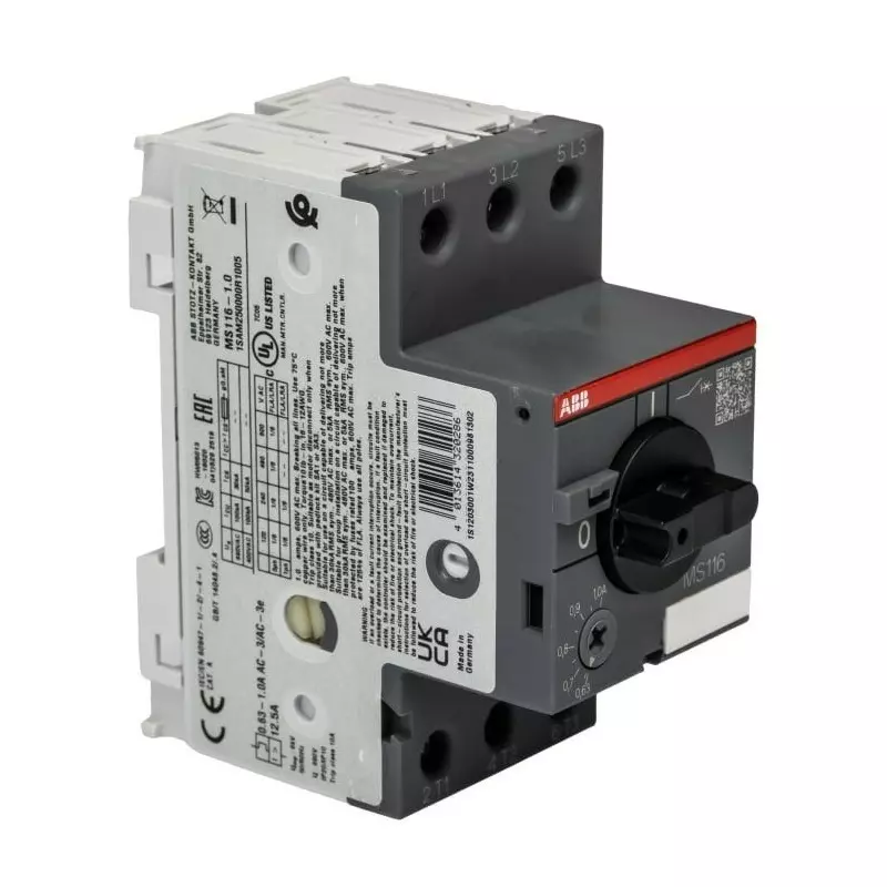 ABB 1 A Motor Protection Circuit Breaker, 690 V AC, 1SAM250000R1005MS116-1.0