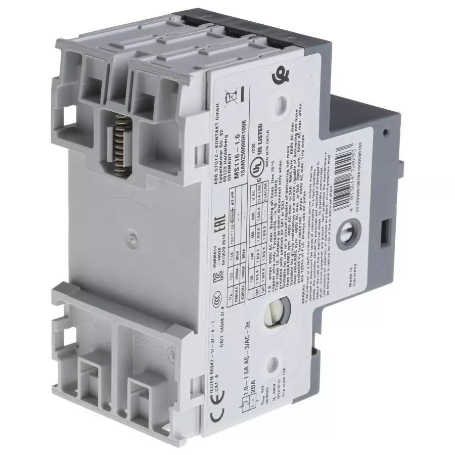 ABB 1.6 A Motor Protection Circuit Breaker, 690 V, 1SAM250000R1006MS116-1.6