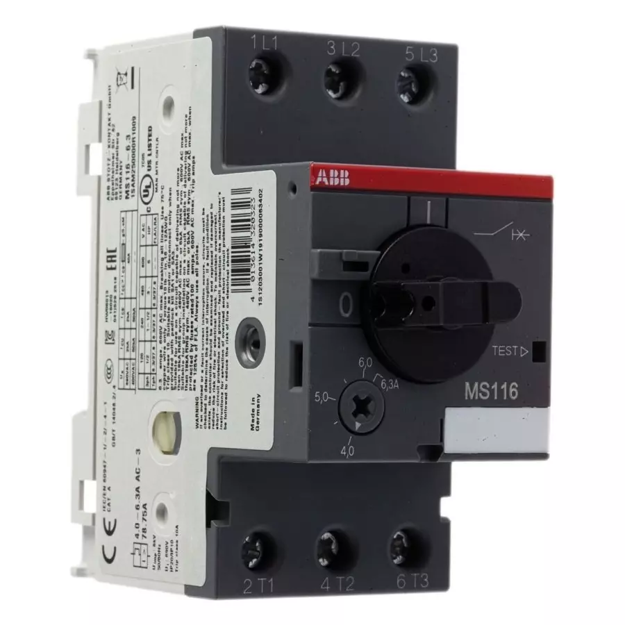 ABB 6.3 A Motor Protection Circuit Breaker, 1SAM250000R1009MS116-6.3