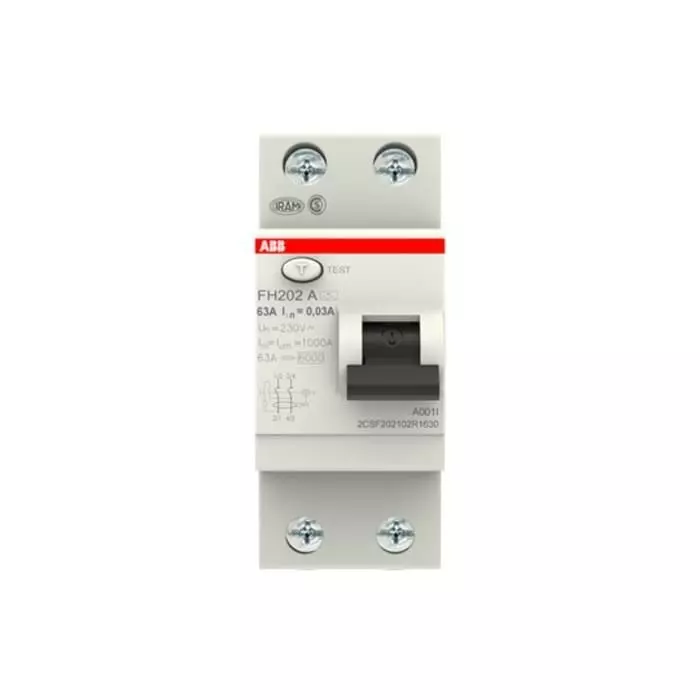 ABB FH200 RCCB, 63A, 2 Pole, 30mA, Type A, 230V, 2CSF202102R1630