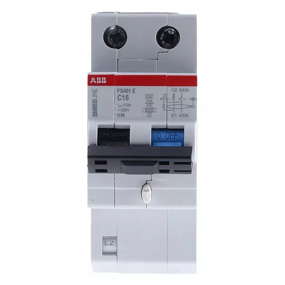 ABB FS401 RCCB, 16A, 1+N Pole, 30mA, Type C, 2CCL562111E0164