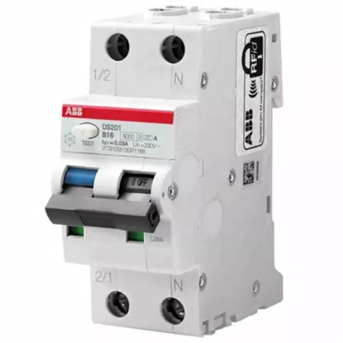 ABB RCBO, 10A Current Rating, 2P Poles, 30mA Trip Sensitivity, System Pro M Compact Range, 2CSR255180R1105