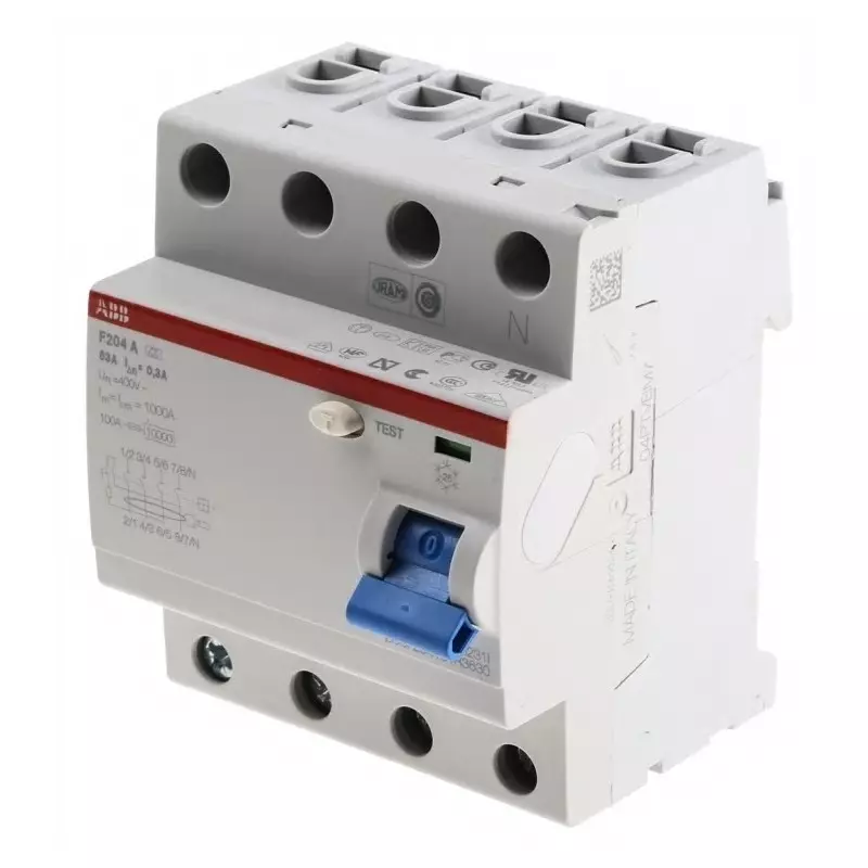 ABB F200 RCCB, 63A, 4 Pole, 300mA, Type A, 2CSF204101R3630