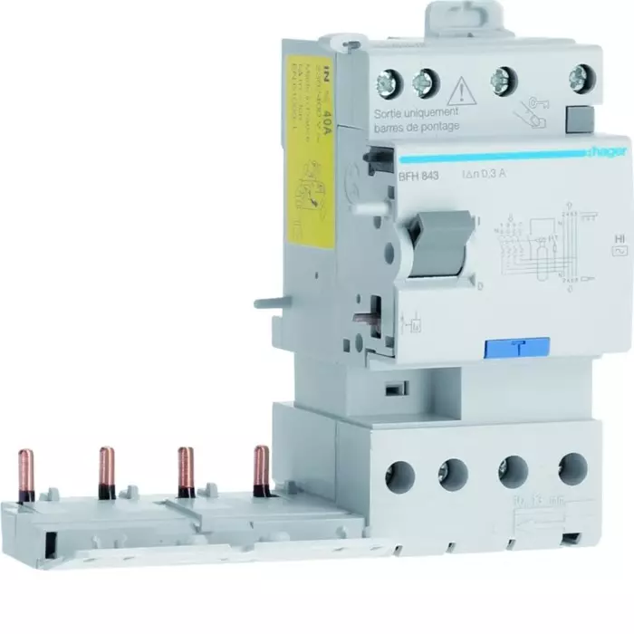Hager BFH RCCB, 40A, 4 Pole, 300mA, Type A-HI, BFH843