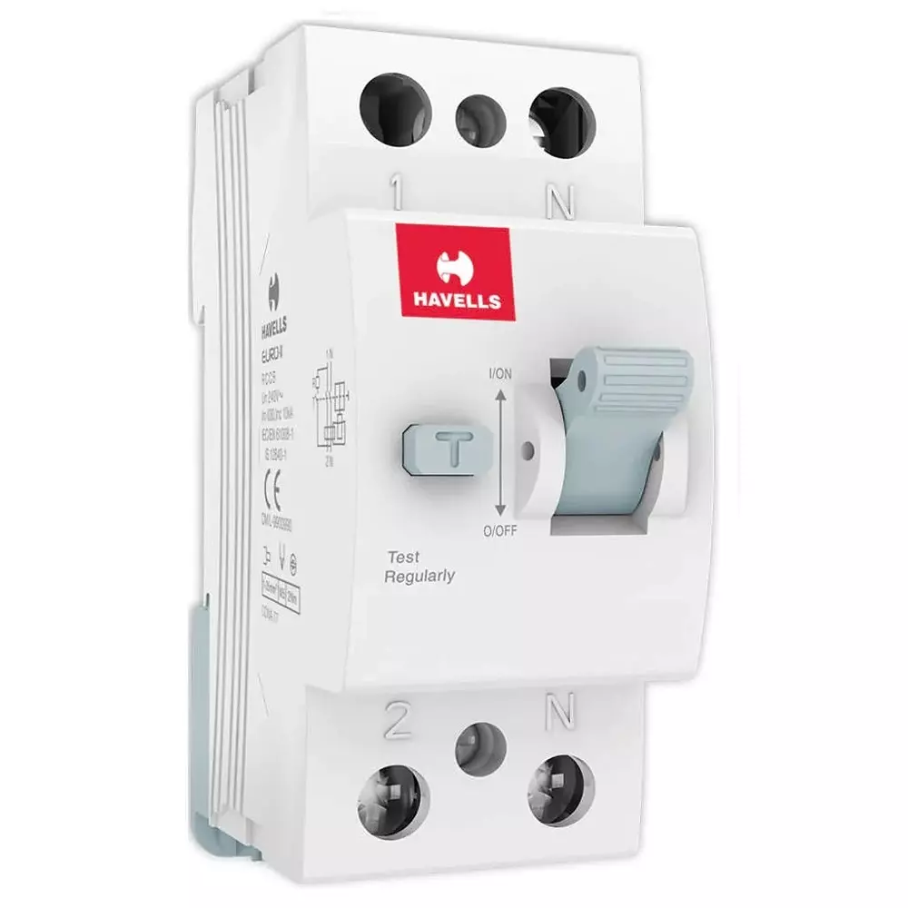 Havells 40 A Residual Current Circuit Breakers Double Pole AC Voltage and 30 mA Residual Current, DHRACMDF030040