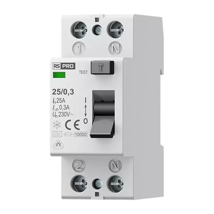 RS PRO Residual Current Circuit Breaker 25 Amp Type A 2 Pole 230 V, 2842368