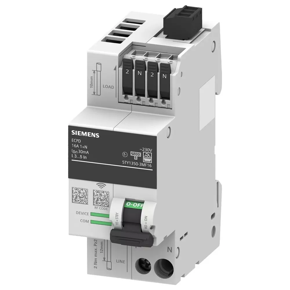 Siemens 5SV3 RCCB, 16A, 2 Pole, 30mA, Type F, 230/400V, 5TY1350-3MF16