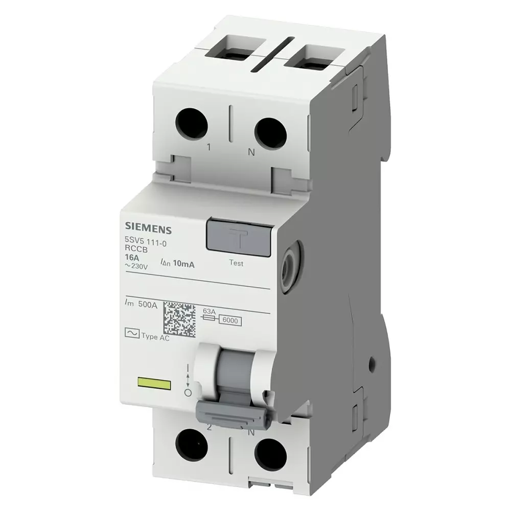 Siemens 5SV53 RCCB, 63A, 4 Pole, 30mA, Type A, 400V, 5SV5346-6KL