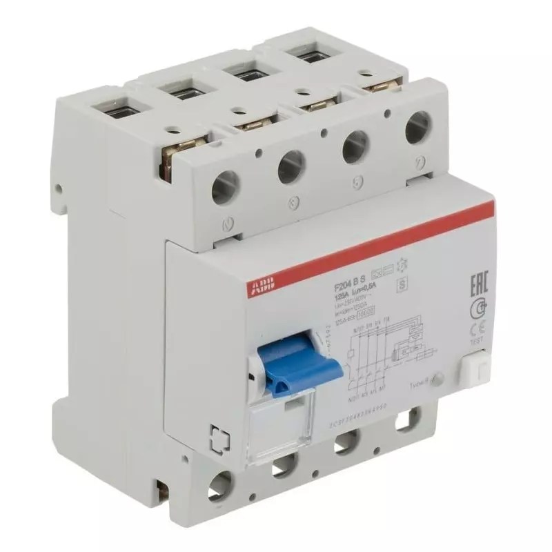 ABB F200 RCCB, 125A, 4 Pole, 500mA, 400 V AC, F204BS-125/0.5