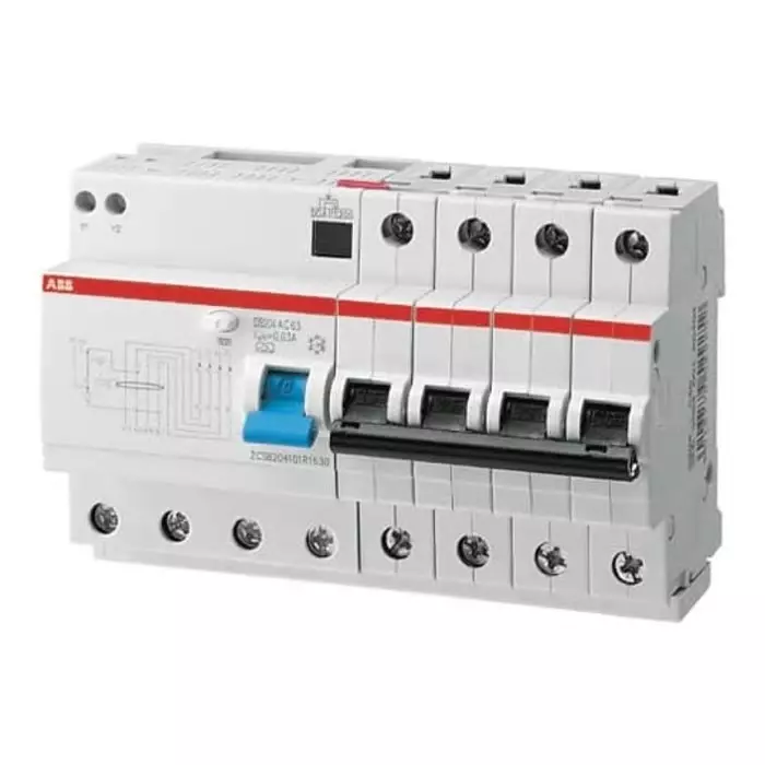 ABB RCBO, 63A Current Rating, 4P Poles, Type C, 2CSR274101R1634