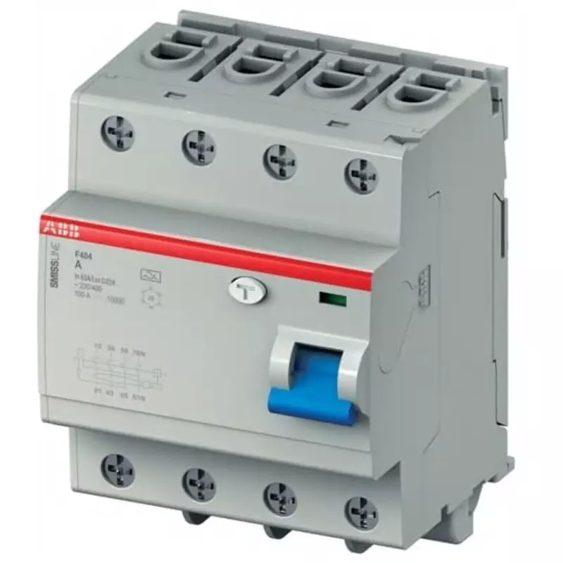 ABB F404 RCCB, 63A, 4 Pole, 30mA, Type A, 400 V AC, 2CCF544130E0631