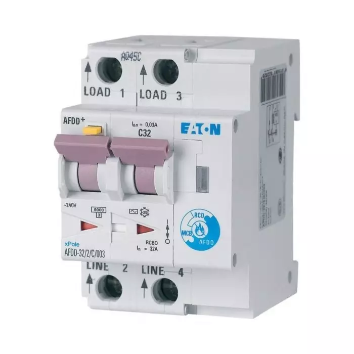 EATON AFDD, 32A Current Rating, 2P Poles, 30mA Trip Sensitivity, Type B, Eaton Moeller Range, 187231 AFDD-32/2/B/003-A