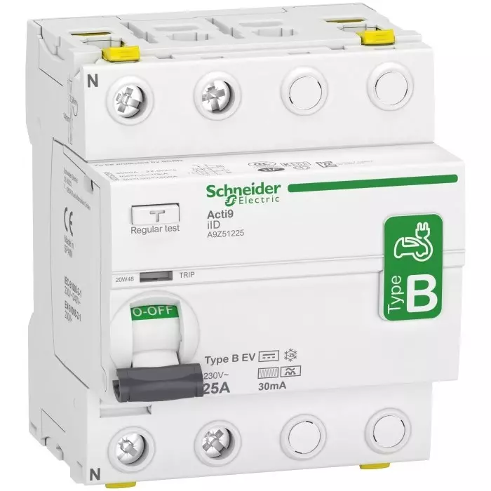 Schneider Electric Type B-EV 2 Pole Acti9 Range 25 A RCCB, A9Z51225