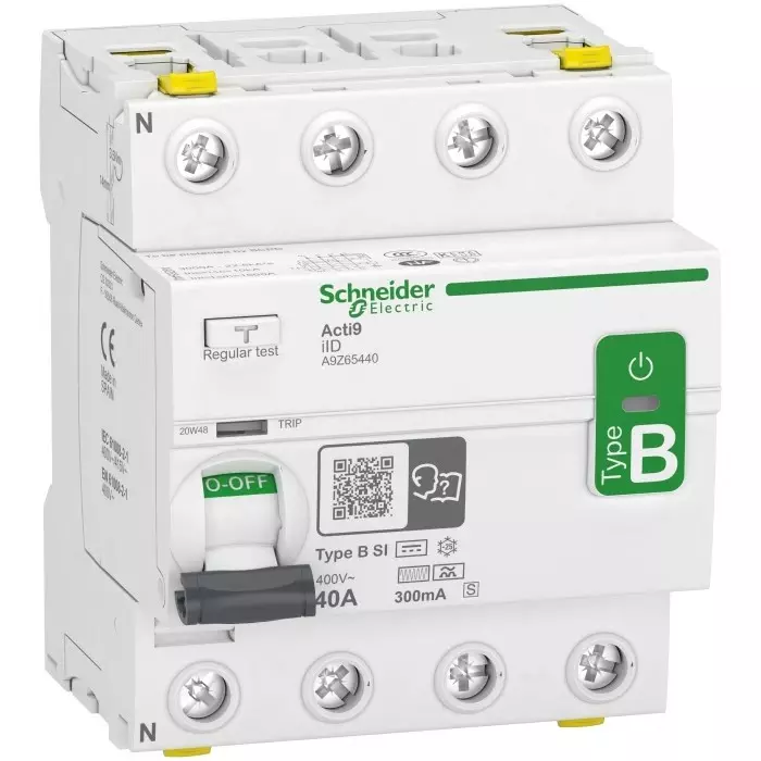 Schneider Electric Type B-SI 4 Pole Acti9 Range 40 A RCCB, A9Z65440