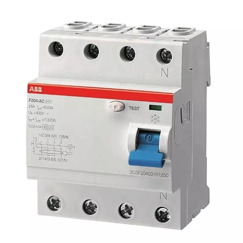 ABB F200 RCCB, 63A, 4 Pole, 30mA, 400 V AC, 2CSF204325R1630F204