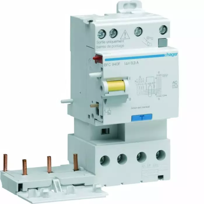 Hager BFH RCCB, 40A, 3P+N Pole, 300mA, Type A-HI, BFH940F