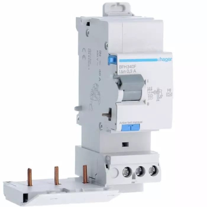 Hager BFH Series RCCB, 40A, 3 Pole, 300mA, Type A-HI, BFH340F