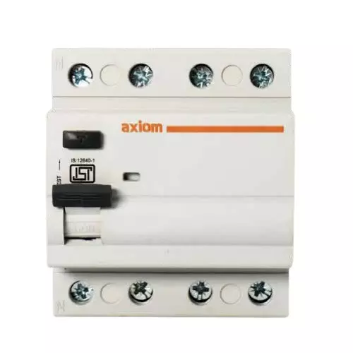 Axiom Residual Current Circuit Breaker (RCCB) Double Pole 100 mA Sensitivity Rating 63 Amp, AX 2 RCCB 63 100 mA
