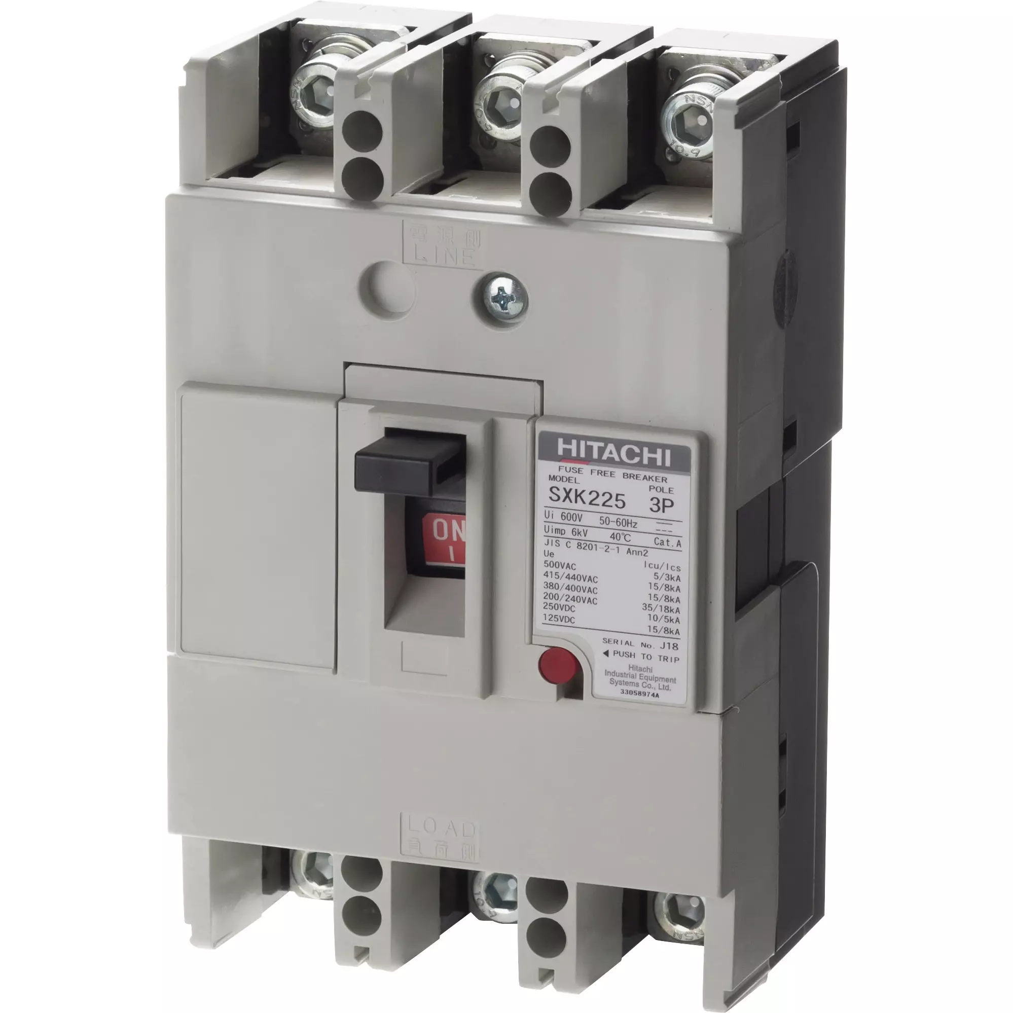 Hitachi Fuse-Free Circuit Breaker 225 Amp Rated Current 3P, SXK225