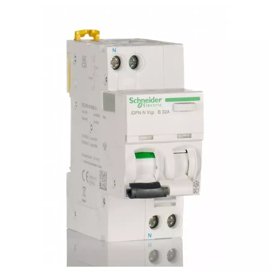 Schneider Electric DIN Rail Mount Type B 1P+N Pole Acti 9 Range 32 A RCBO, A9D56632
