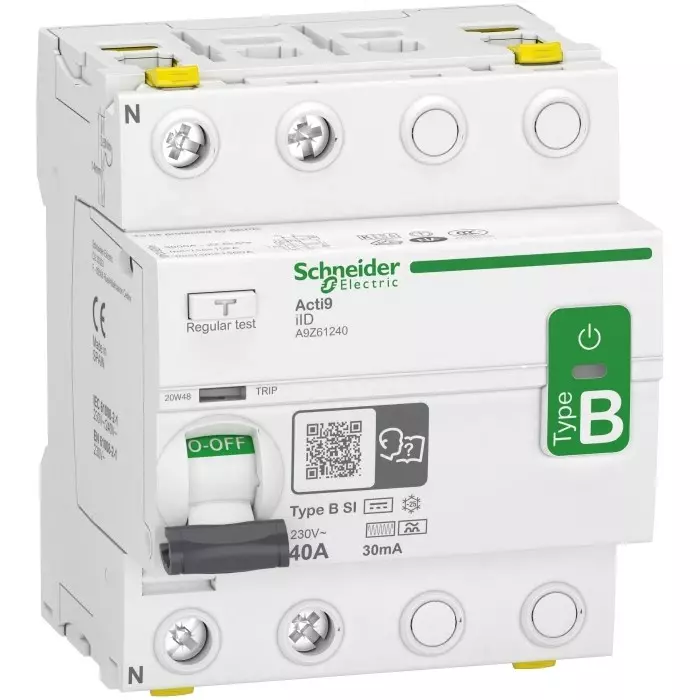 Schneider Electric Type B-SI 2 Pole Acti9 Range 40 A RCCB, A9Z61240