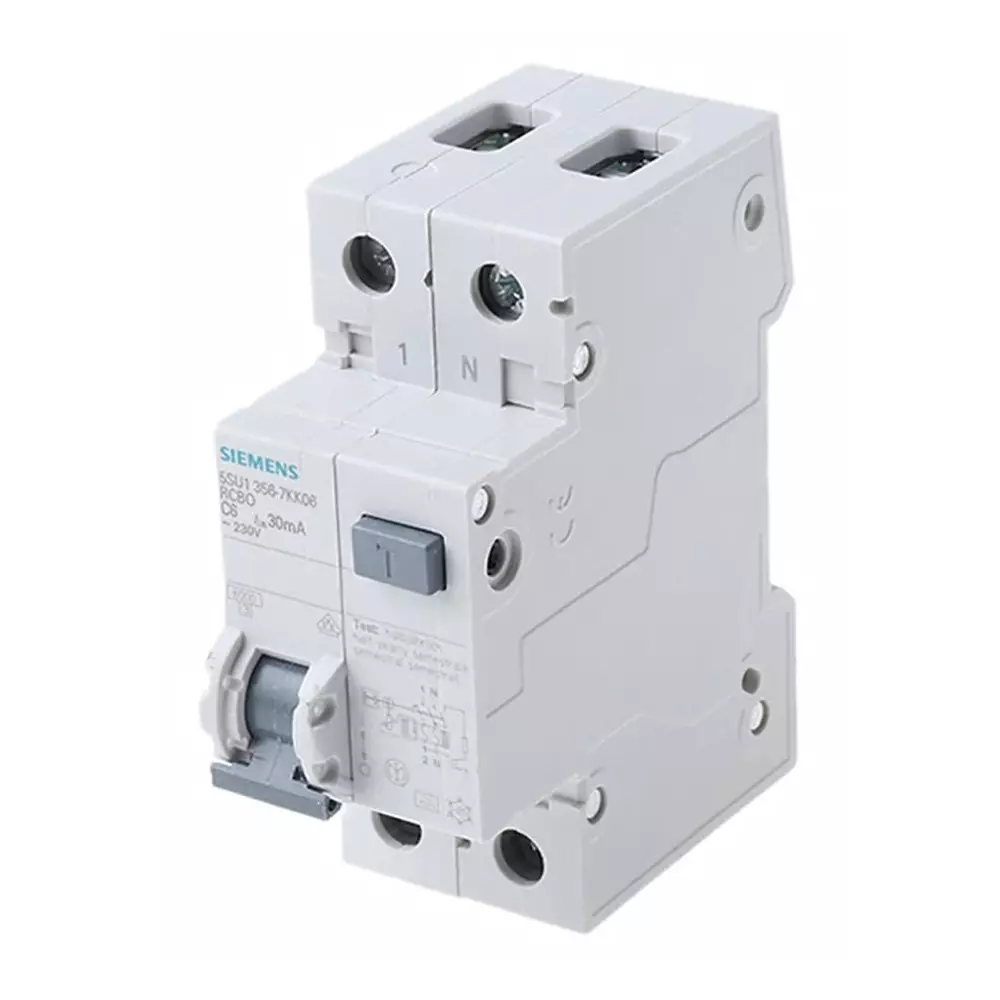 Siemens RCBO, 6A Current Rating, 1P+N Poles, 30mA Trip Sensitivity, Type C, Sentron Range, 5SU1356-7KK06