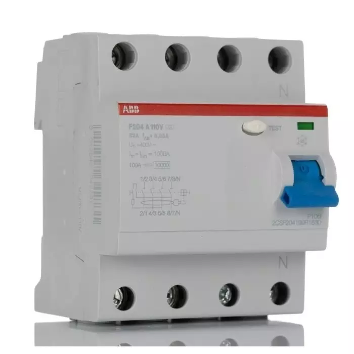 ABB F200 RCCB, 63A, 4 Pole, 30mA, Type A, 110 V AC, 2CSF204199R1630F204