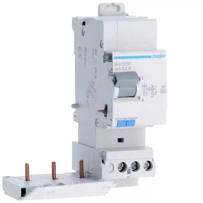 Hager BFH Series RCCB, 25A, 3 Pole, 300mA, Type A-HI, BFH325F