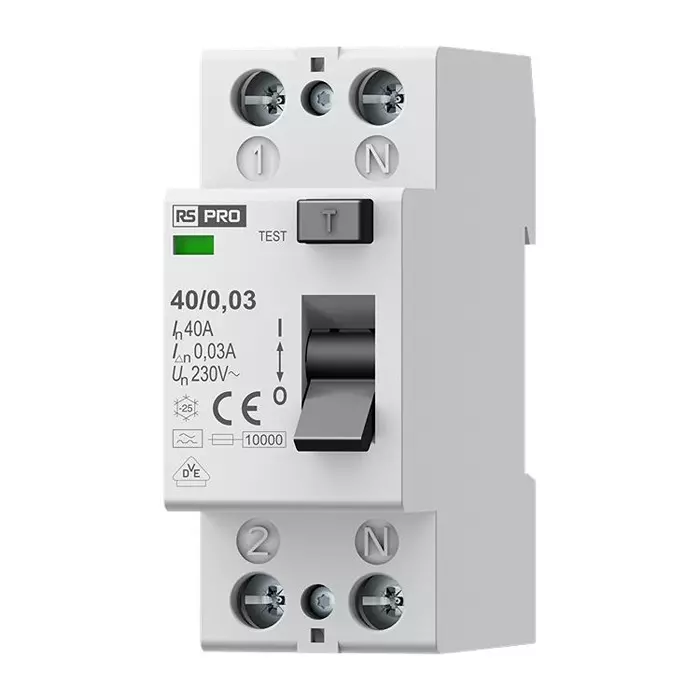 RS PRO Residual Current Circuit Breaker 40 Amp Type A 2 Pole 230 V, 2842369