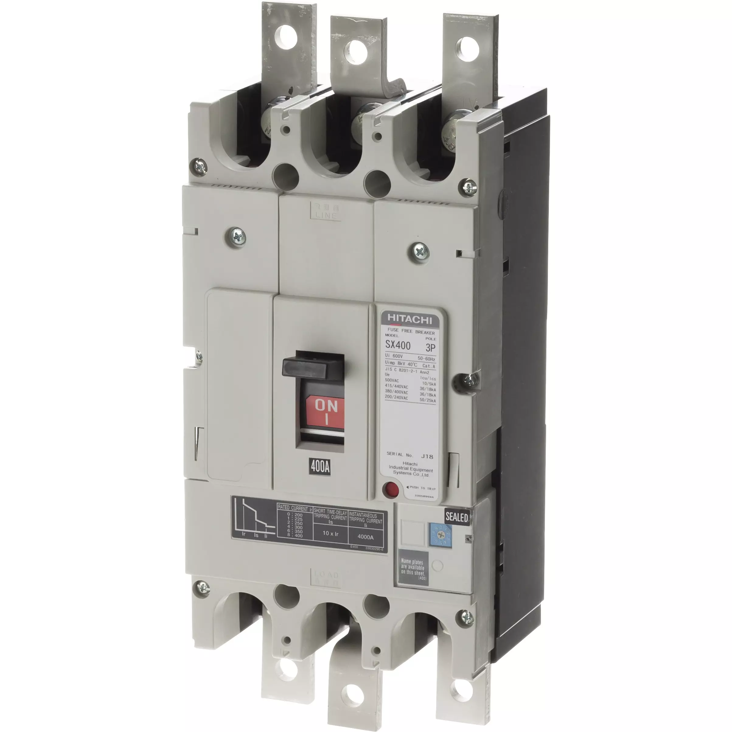 Hitachi Fuse-Free Circuit Breaker 3P 600 V Insulation Voltage, SX400