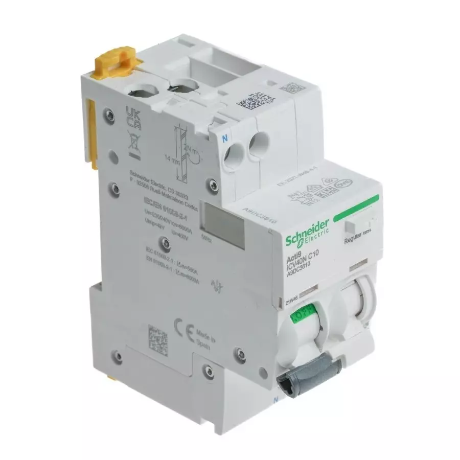 Schneider Electric DIN Rail Mount Type C 1 Pole Acti9 Range 10 A RCBO, A9DC3610