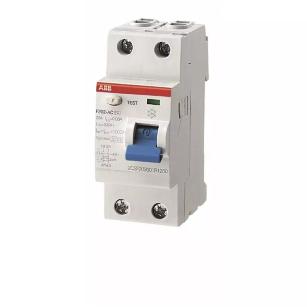 ABB F200 RCCB, 40A, 2 Pole, 100mA, Type A, 230/400 V AC, 2CSF202201R2400F202
