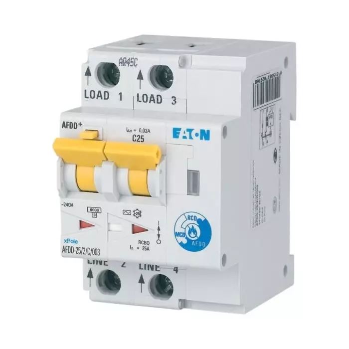 EATON AFDD, 25A Current Rating, 2P Poles, 30mA Trip Sensitivity, Type B, Eaton Moeller Range, 187225 AFDD-25/2/B/003-A