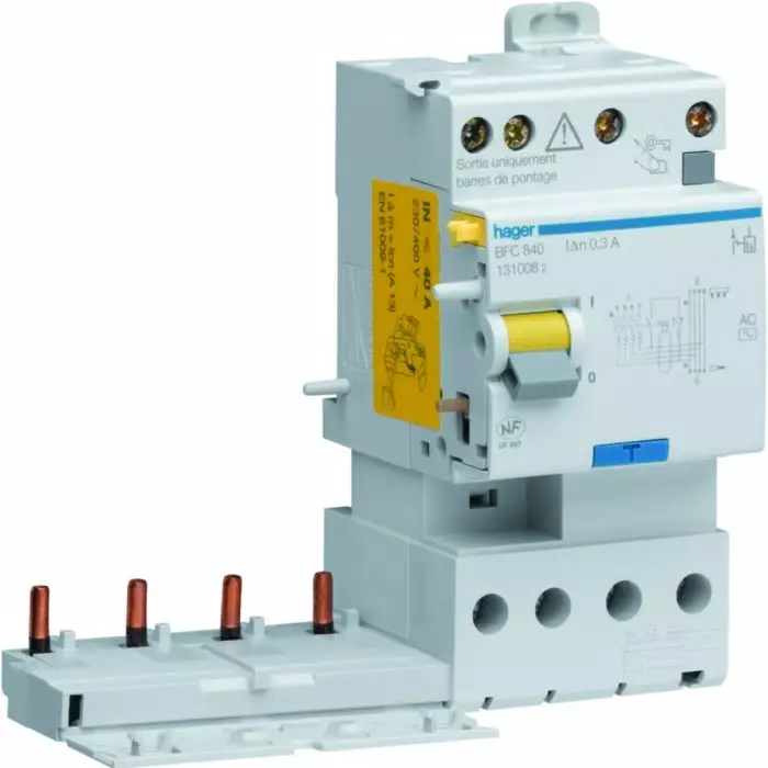 Hager BFH RCCB, 40A, 4 Pole, 300mA, Type A-HI, BFH840