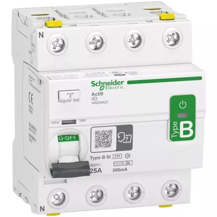 Schneider Electric Type B-SI 4 Pole Acti9 Range 25 A RCCB, A9Z64425