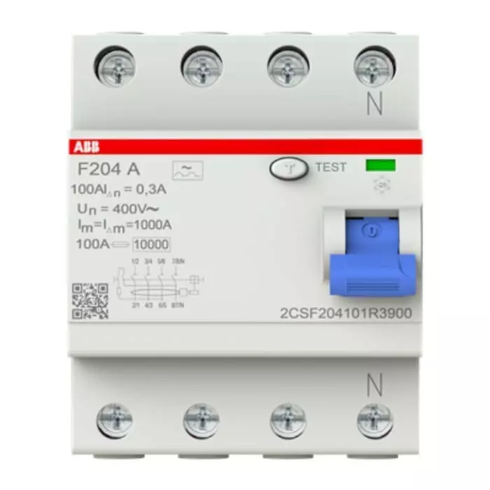 ABB F200 RCCB, 100A, 4 Pole, 300mA, Type A, 230 V AC, 2CSF204101R3900