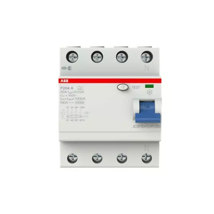 ABB F200 RCCB, 25A, 4 Pole, 30mA, Type A, 2CSF204101R1250