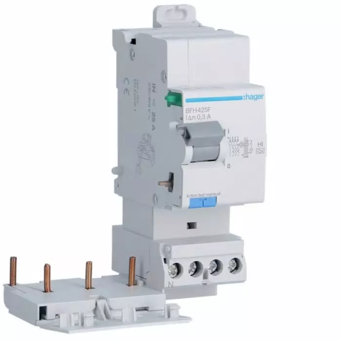 Hager BFH Series RCCB, 25A, 3 Pole, 300mA, Type A-HI, BFH425F