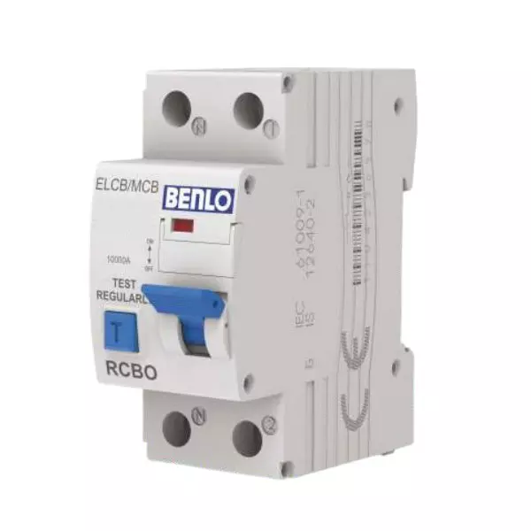 Benlo Residual Current Circuit Breakers With Over Current Protection 2 Pole 30 mA Sensitivity and 40 Amp Current, 60200