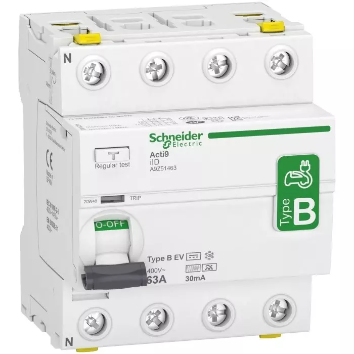 Schneider Electric Type B-EV 4 Pole Acti9 Range 63 A RCCB, A9Z51463