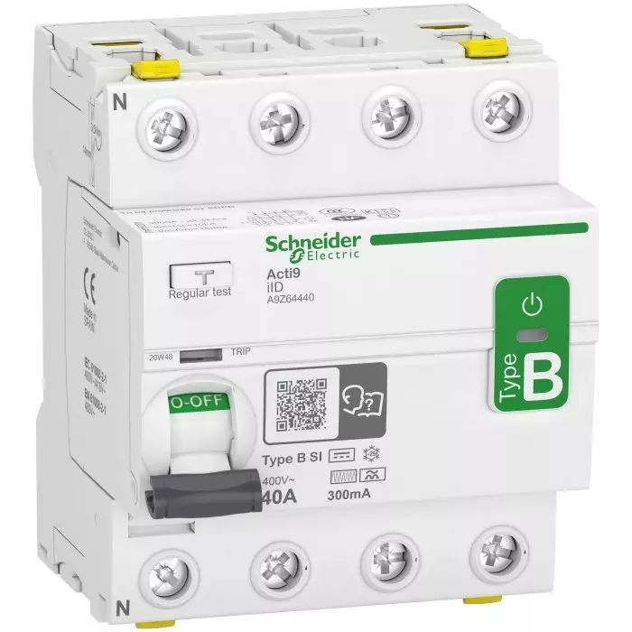 Schneider Electric Type B-SI 4 Pole Acti9 Range 40 A RCCB, A9Z64440