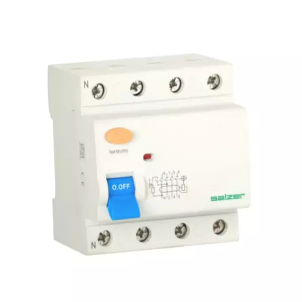 Salzer Residual Current Circuit Breaker 40 Amp 4 Pole IP 20 Rating 100 mA Range, RXF100400