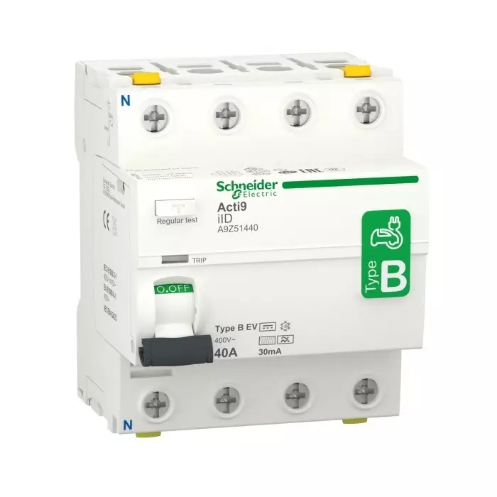 Schneider Electric DIN Rail Mount 4 Pole Acti9 Range 40 A RCCB, A9Z51440