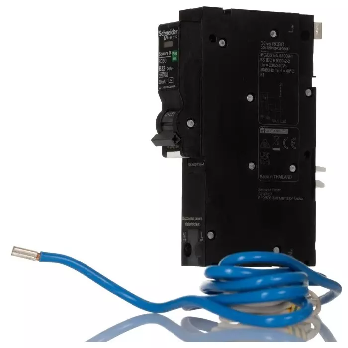 Schneider Electric Plug-On Mount Type B 1 Pole Square D Range 32 A RCBO, QO132B10RCBO30F